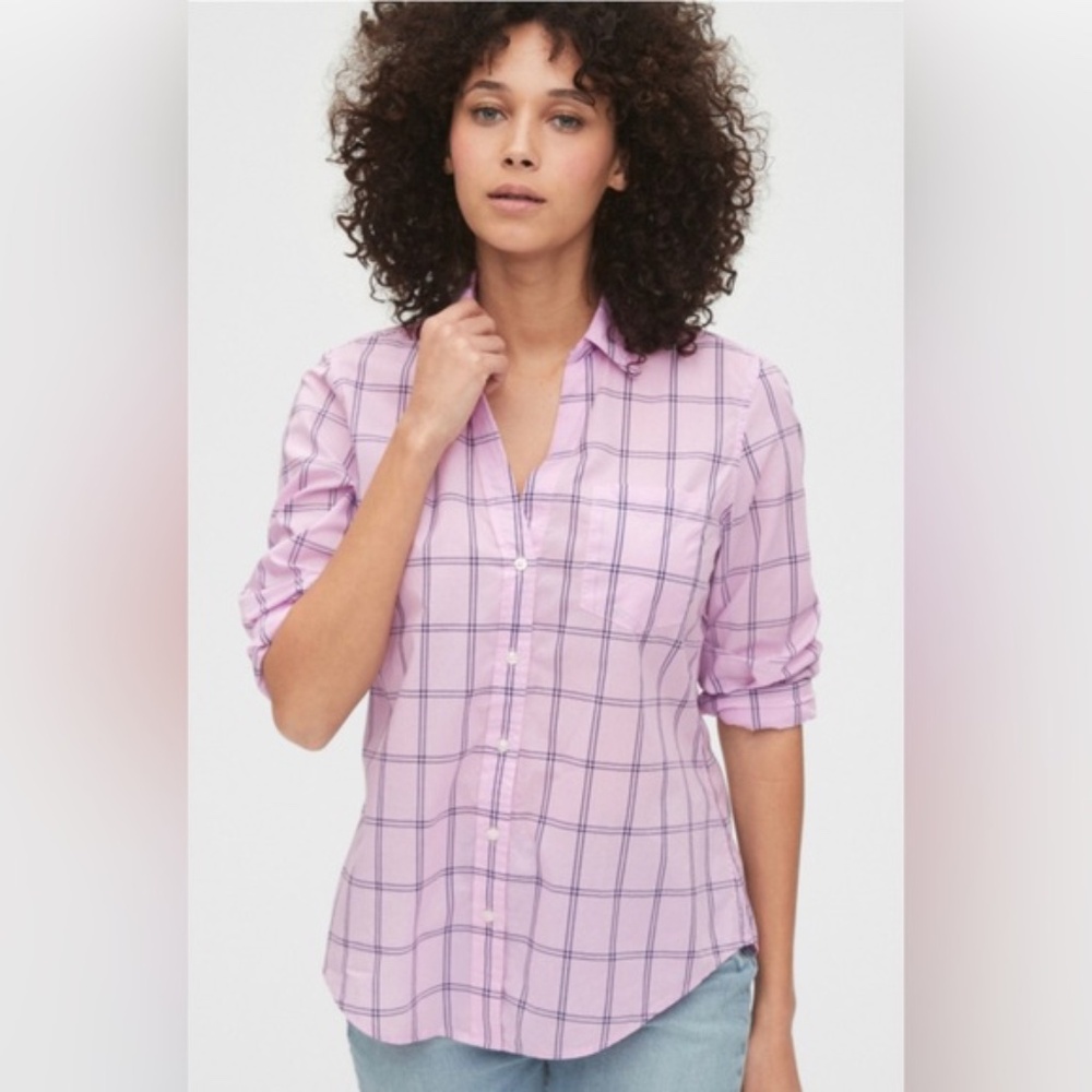 Gap Perfect Shirt in purple check